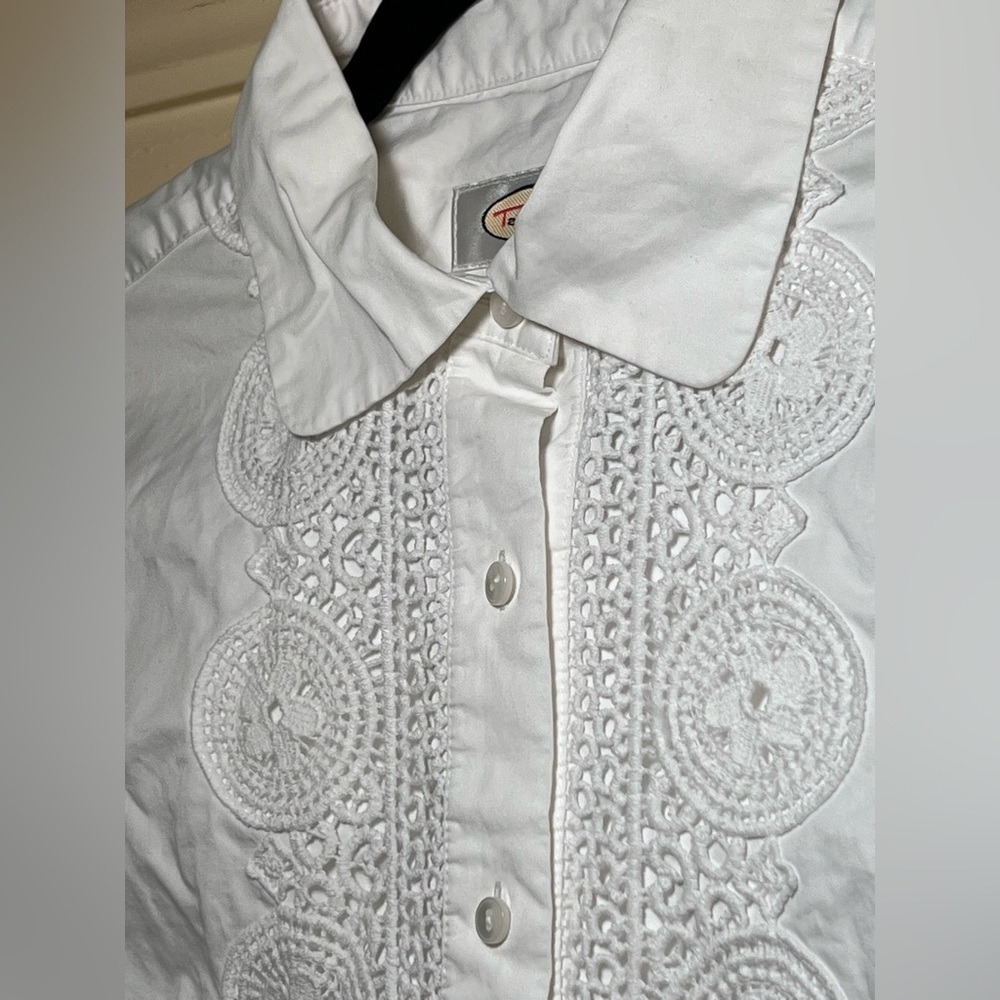 Vintage Talbots Cotton Crochet Button Down Shirt Top, size small 6 Cottagecore - Picture 10 of 15